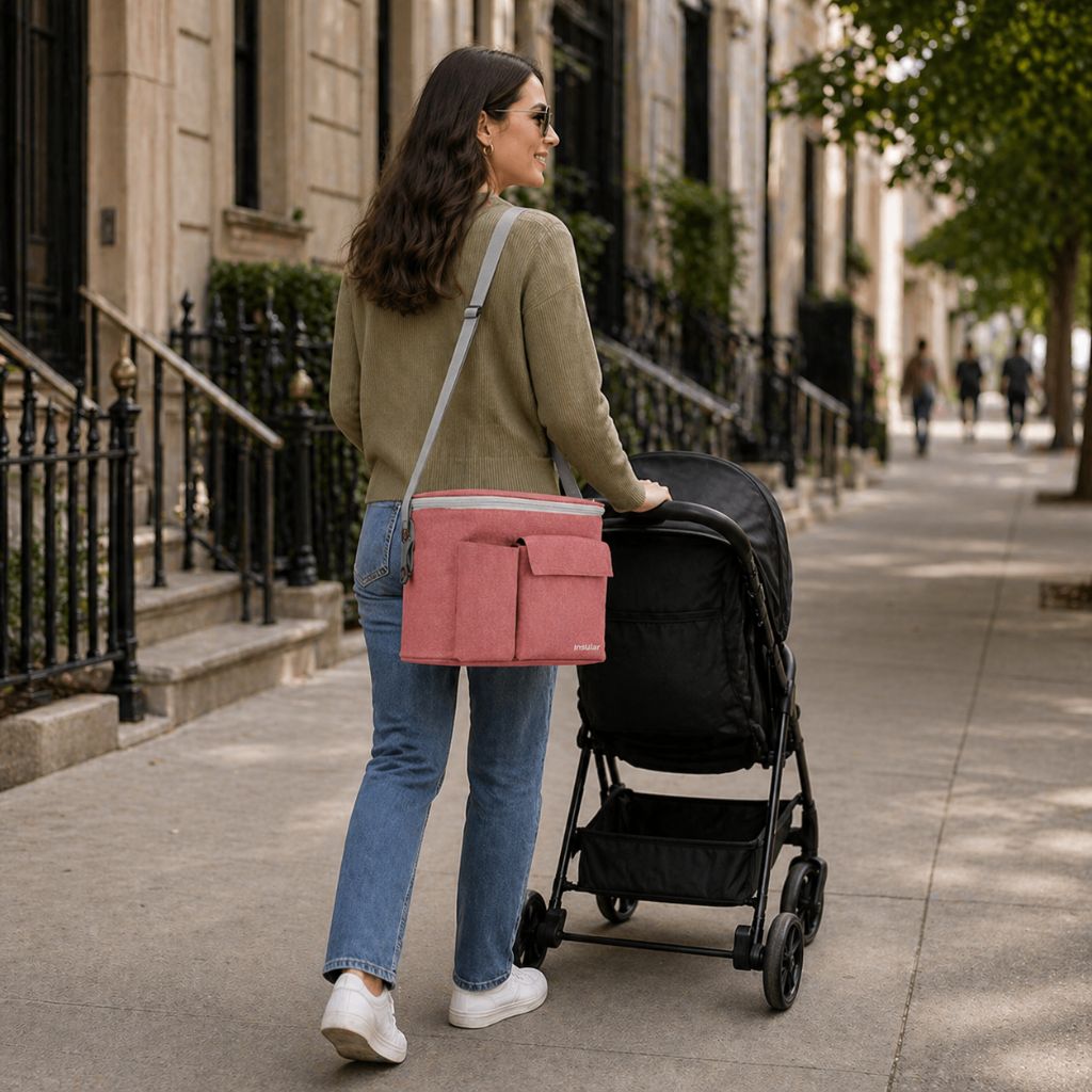 sac a langer petit Soleo rose promenade ville