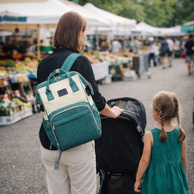 Les bretelles ajustables de ce sac a dos a langer permettent un maintient facile  