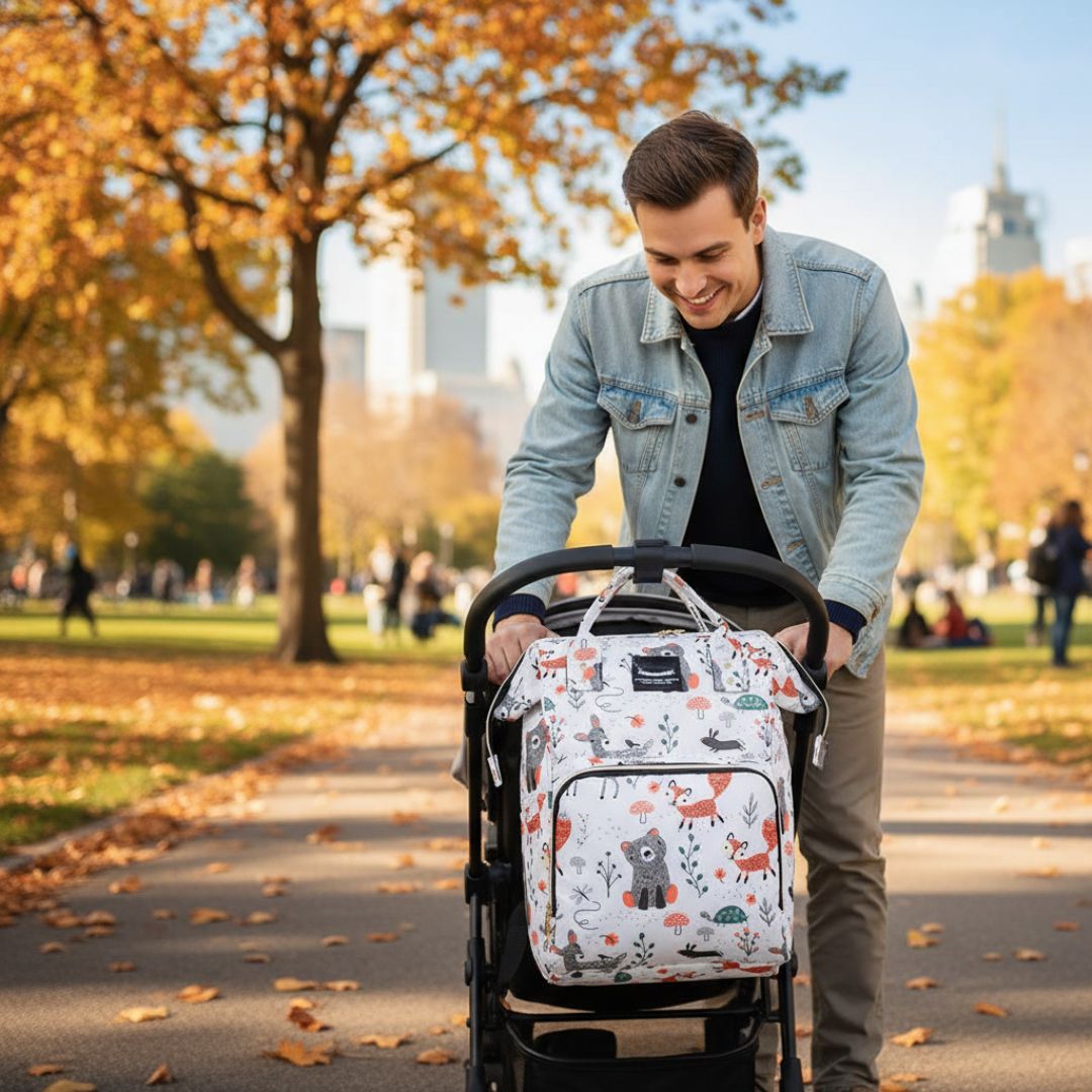 sac a dos pour bebe s'attache à la poussette 
