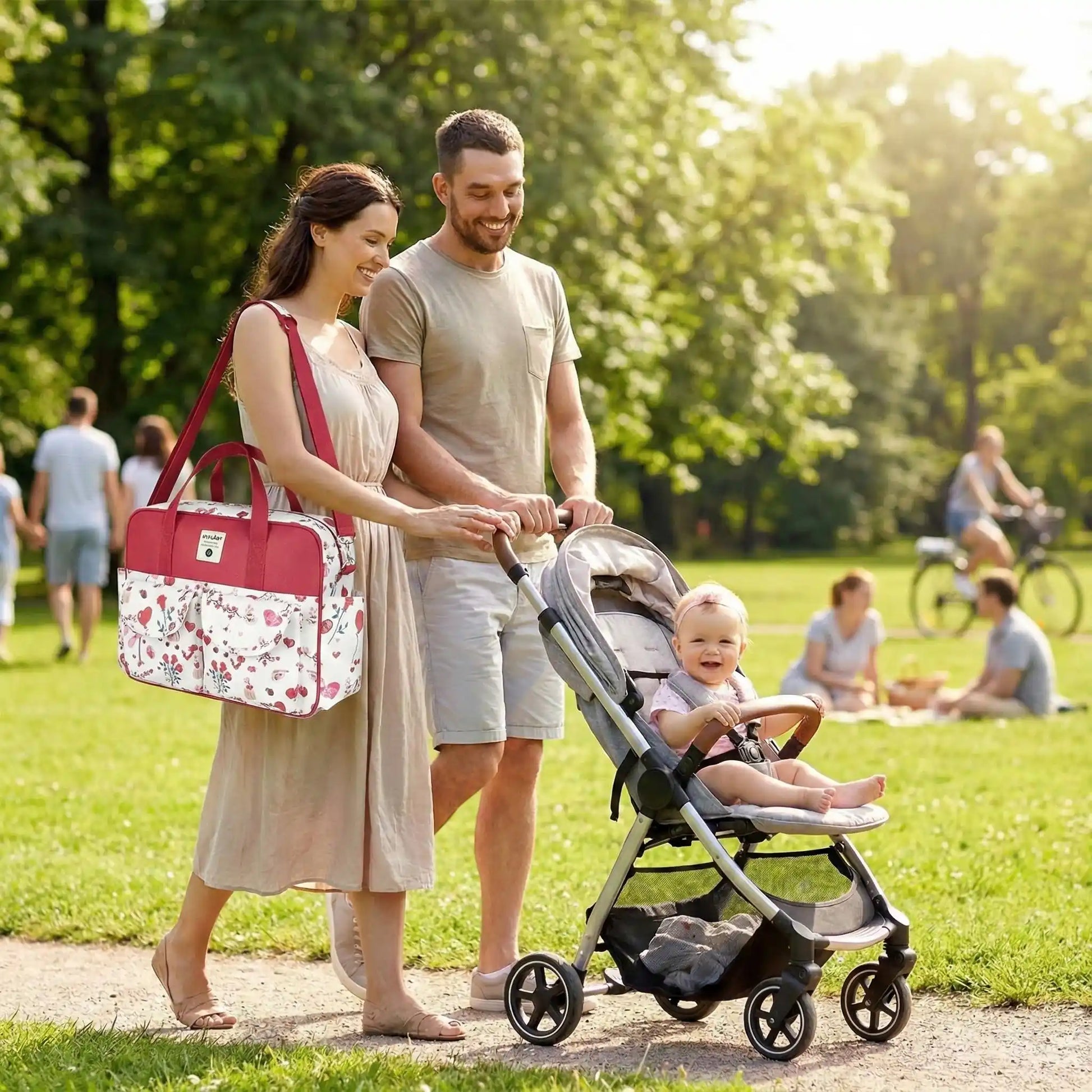 Le sac de maternité vous permet de faire des balades en famille l'esprit tranquille