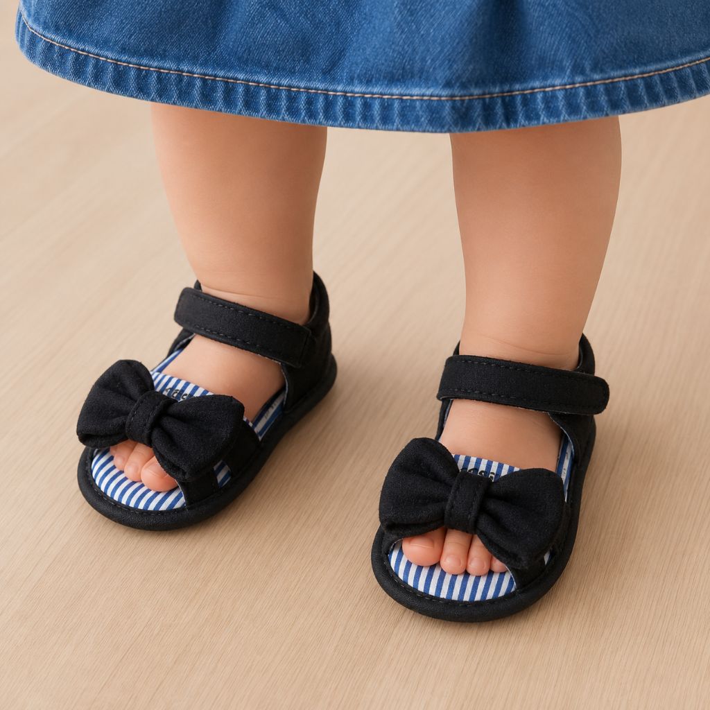 sandale bebe fille Noly noire attache velcro