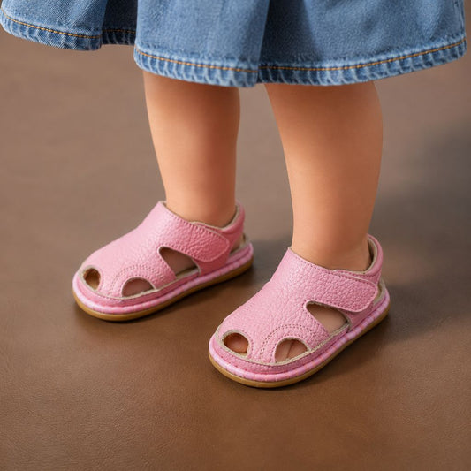 sandale pour bebe MiniSole rose en cuir