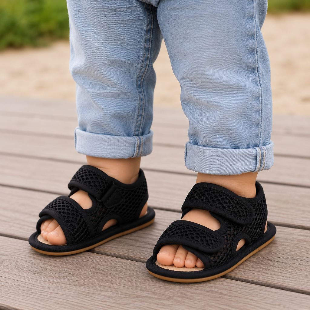 sandale pour bebe Sunny Toes noire bonne largeur