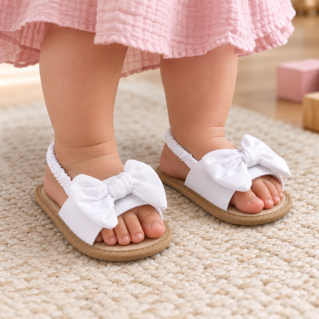 sandales bébé fille Toesy blanches nœud papillon charmant