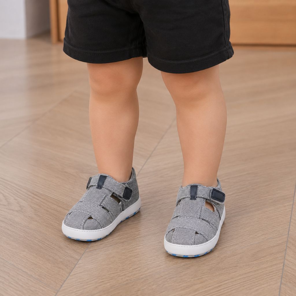 sandales bebe garcon Moky grises design décontracté