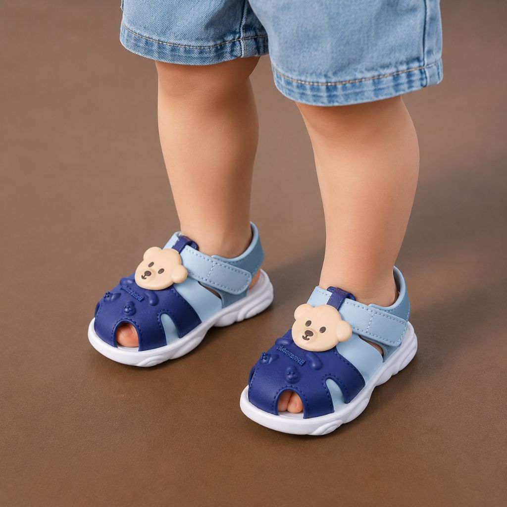 sandales bebe Petito bleus marine antidérapantes