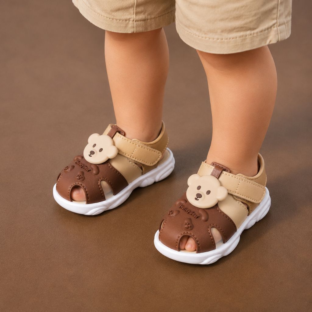 sandales bebe Petito marrons beiges ourson mignon