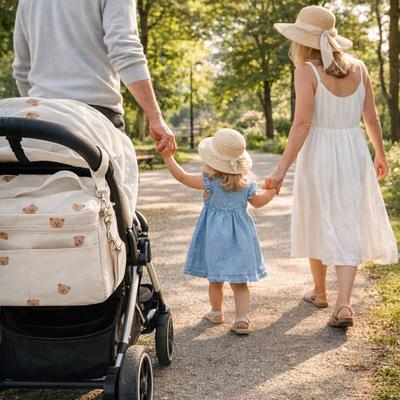 Les grand-parents ont tout le nécessaire dans le sac de naissance pour garder leur petite-fille