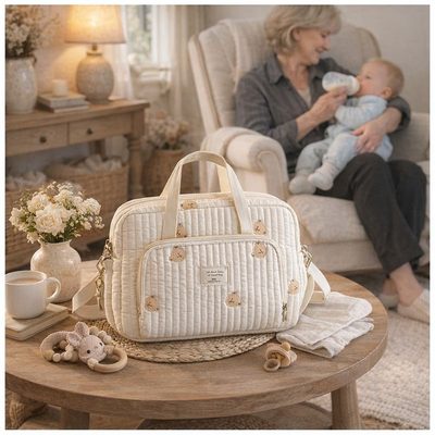 Tout y est pour une visite chez mamie dans le sac de naissance bébé